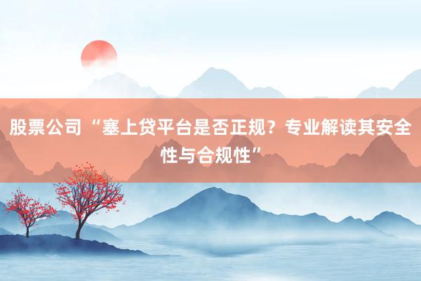股票公司 “塞上贷平台是否正规？专业解读其安全性与合规性”