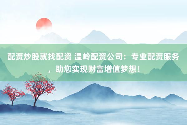 配资炒股就找配资 温岭配资公司：专业配资服务，助您实现财富增值梦想！