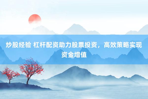 炒股经验 杠杆配资助力股票投资，高效策略实现资金增值