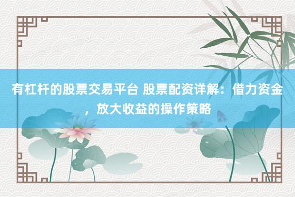 有杠杆的股票交易平台 股票配资详解：借力资金，放大收益的操作策略