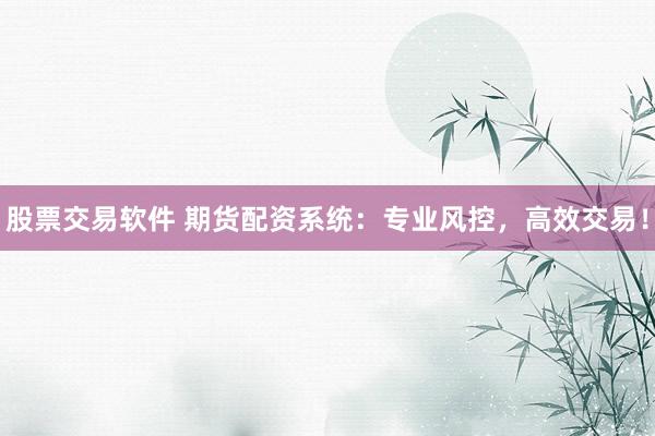 股票交易软件 期货配资系统：专业风控，高效交易！