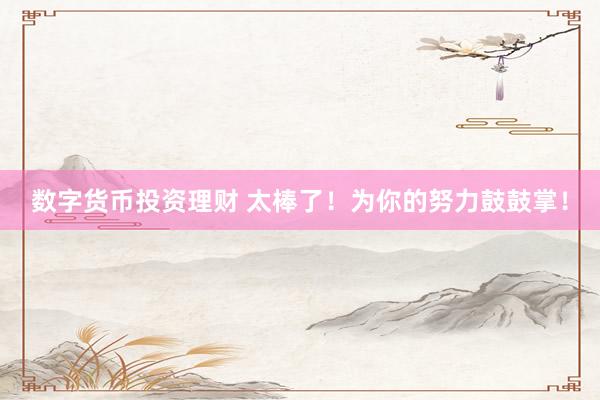 数字货币投资理财 太棒了！为你的努力鼓鼓掌！