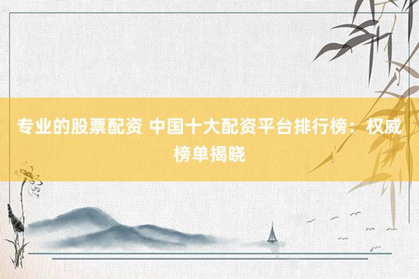 专业的股票配资 中国十大配资平台排行榜：权威榜单揭晓
