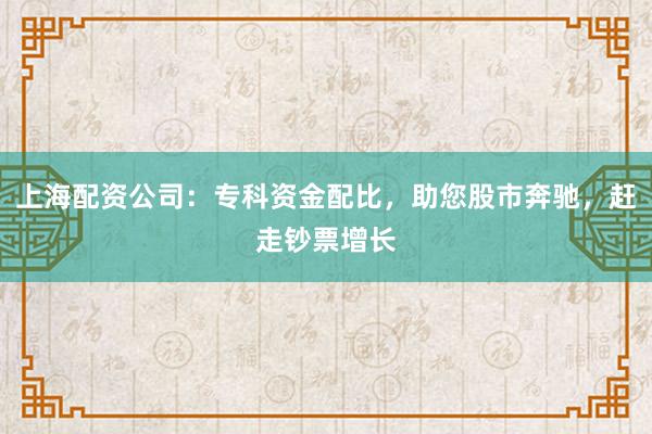 上海配资公司:专科资金配比,助您股市奔驰,赶走钞票增长