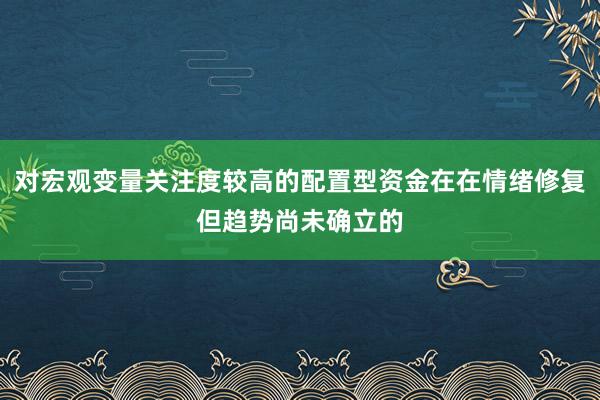对宏观变量关注度较高的配置型资金在在情绪修复但趋势尚未确立的