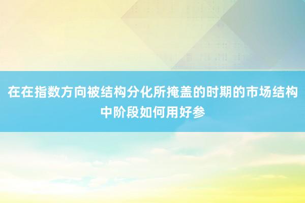 在在指数方向被结构分化所掩盖的时期的市场结构中阶段如何用好参