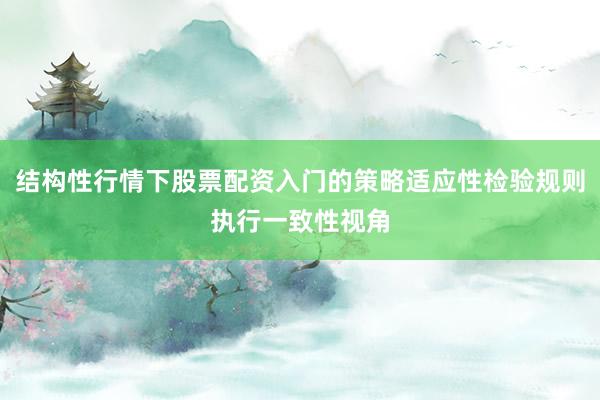 结构性行情下股票配资入门的策略适应性检验规则执行一致性视角
