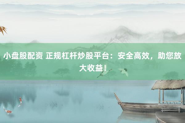 小盘股配资 正规杠杆炒股平台:安全高效,助您放大收益!