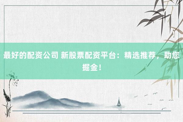 最好的配资公司 新股票配资平台：精选推荐，助您掘金！