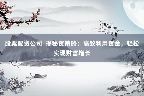 股票配资公司  揭秘资策略：高效利用资金，轻松实现财富增长