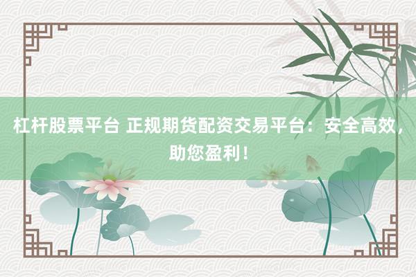 杠杆股票平台 正规期货配资交易平台:安全高效,助您盈利!